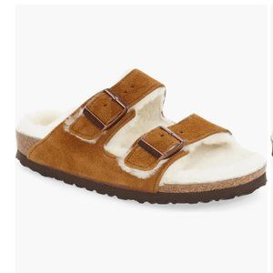 Women's Mink Suede Arizona Shearling Lined Slide Sandal size 38